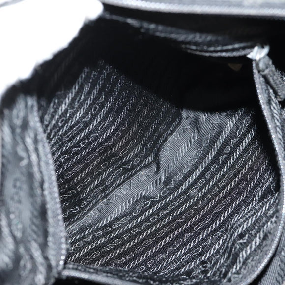 PRADA Shoulder Bag Nylon Black Silver Auth 156929