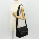 PRADA Shoulder Bag Nylon Black Silver Auth 156929-30