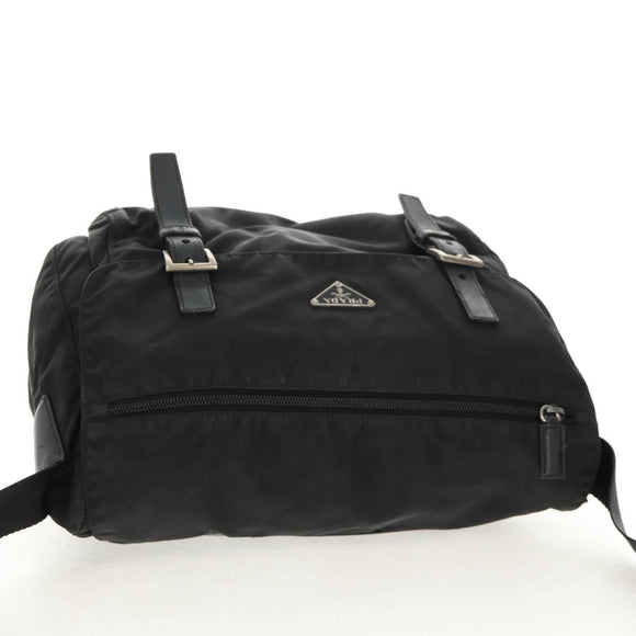 PRADA Shoulder Bag Nylon Black Silver Auth 156929