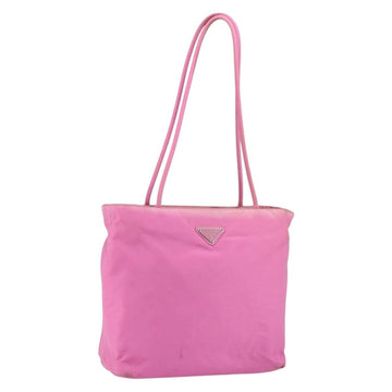 PRADA Tote Bag Nylon Pink Silver Auth 156931