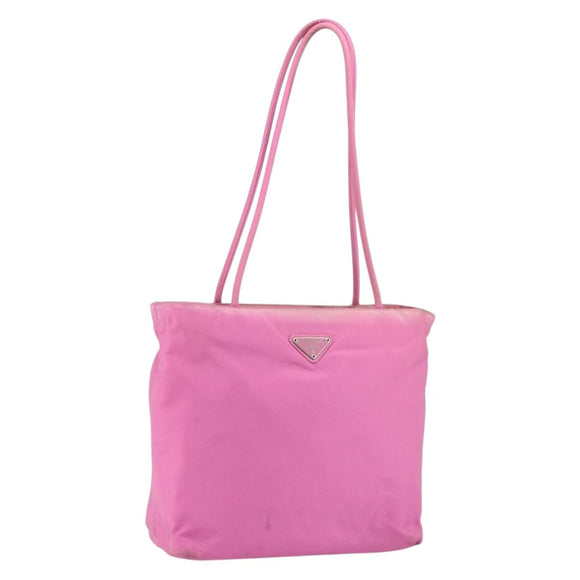 PRADA Tote Bag Nylon Pink Silver Auth 156931