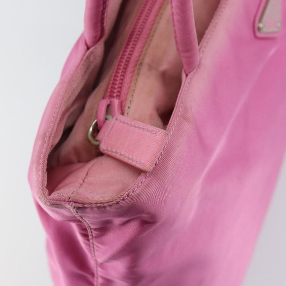 PRADA Tote Bag Nylon Pink Silver Auth 156931