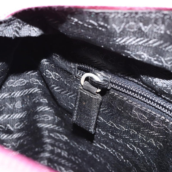PRADA Tote Bag Nylon Pink Silver Auth 156931