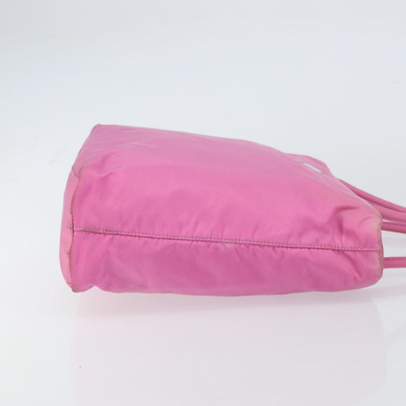 PRADA Tote Bag Nylon Pink Silver Auth 156931