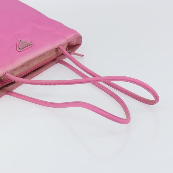 PRADA Tote Bag Nylon Pink Silver Auth 156931