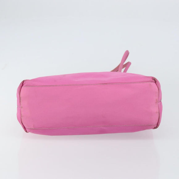 PRADA Tote Bag Nylon Pink Silver Auth 156931