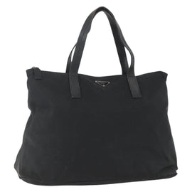 PRADA Tote Bag Nylon Black Silver Auth 156932