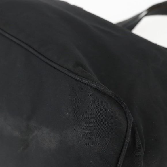 PRADA Tote Bag Nylon Black Silver Auth 156932