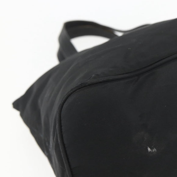 PRADA Tote Bag Nylon Black Silver Auth 156932