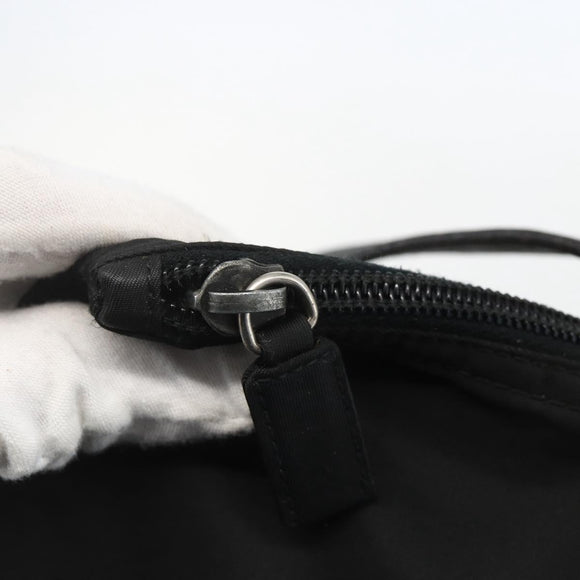 PRADA Tote Bag Nylon Black Silver Auth 156932