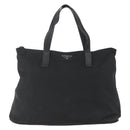 PRADA Tote Bag Nylon Black Silver Auth 156932-2