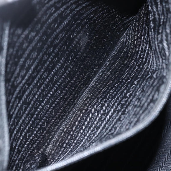 PRADA Tote Bag Nylon Black Silver Auth 156932