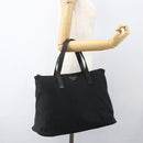 PRADA Tote Bag Nylon Black Silver Auth 156932-23