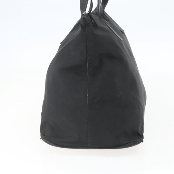 PRADA Tote Bag Nylon Black Silver Auth 156932
