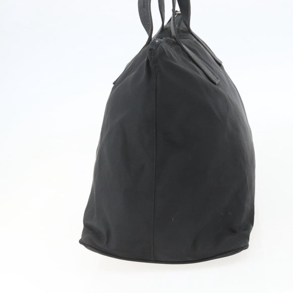 PRADA Tote Bag Nylon Black Silver Auth 156932