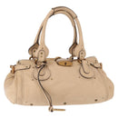 Chloe Paddington Hand Bag Leather Beige Gold Silver Auth 156935-1