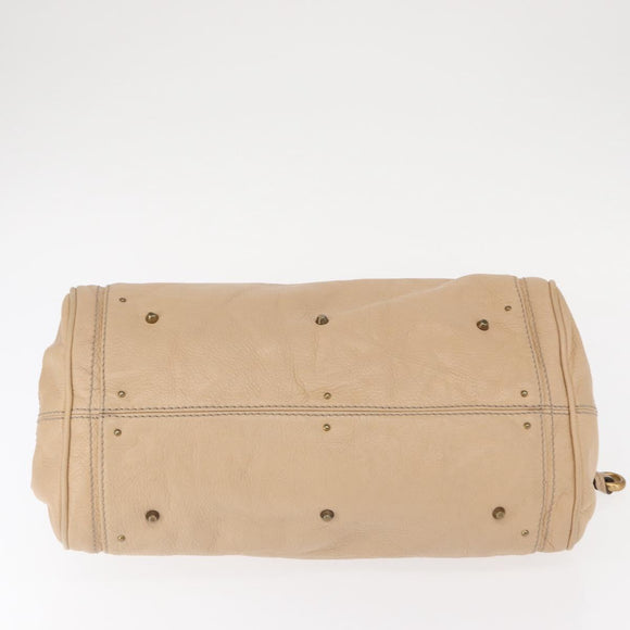 Chloe Paddington Hand Bag Leather Beige Gold Silver Auth 156935