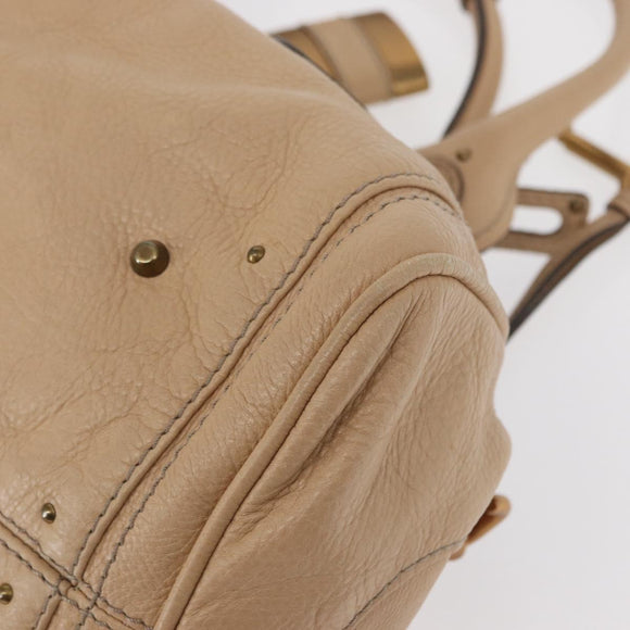 Chloe Paddington Hand Bag Leather Beige Gold Silver Auth 156935