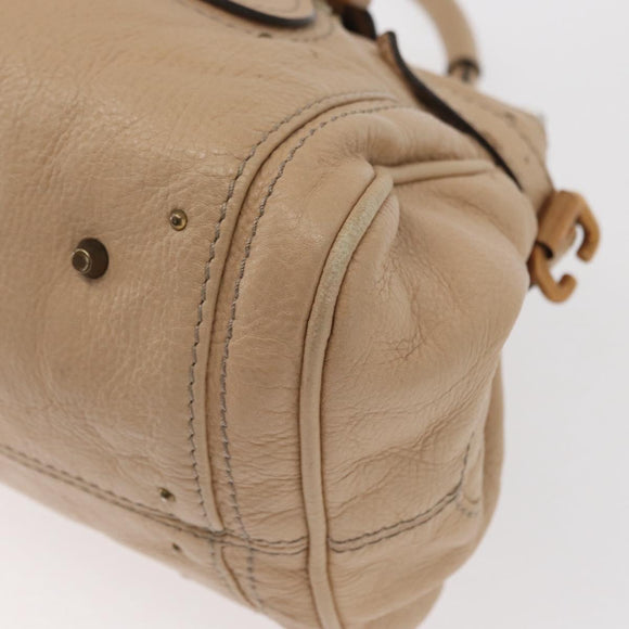 Chloe Paddington Hand Bag Leather Beige Gold Silver Auth 156935