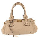 Chloe Paddington Hand Bag Leather Beige Gold Silver Auth 156935-2
