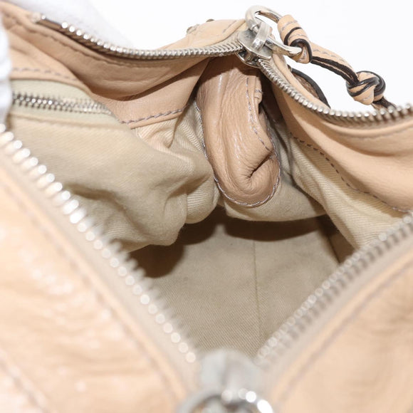 Chloe Paddington Hand Bag Leather Beige Gold Silver Auth 156935