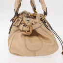 Chloe Paddington Hand Bag Leather Beige Gold Silver Auth 156935-6