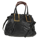 Chloe Etel Hand Bag Leather 2way Black Gold Auth 156936-1