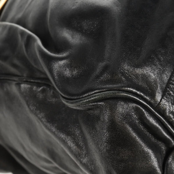 Chloe Etel Hand Bag Leather 2way Black Gold Auth 156936