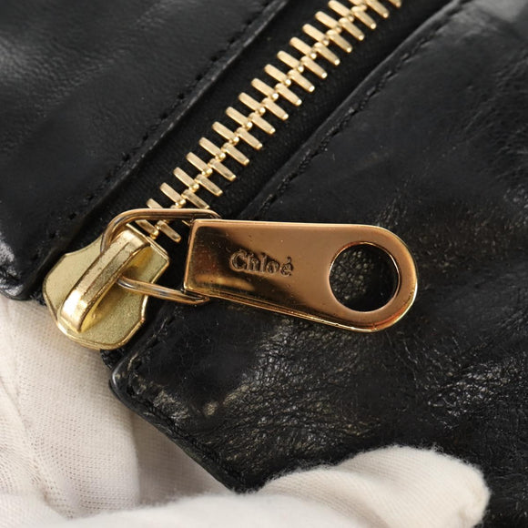 Chloe Etel Hand Bag Leather 2way Black Gold Auth 156936