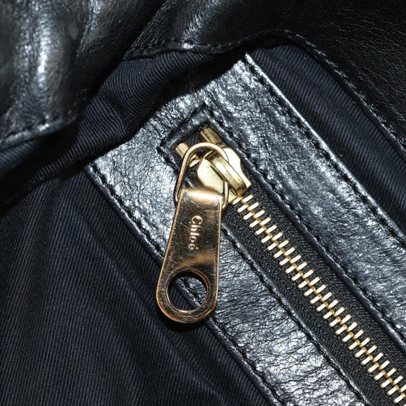 Chloe Etel Hand Bag Leather 2way Black Gold Auth 156936