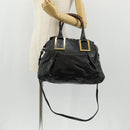Chloe Etel Hand Bag Leather 2way Black Gold Auth 156936-28
