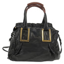 Chloe Etel Hand Bag Leather 2way Black Gold Auth 156936-2