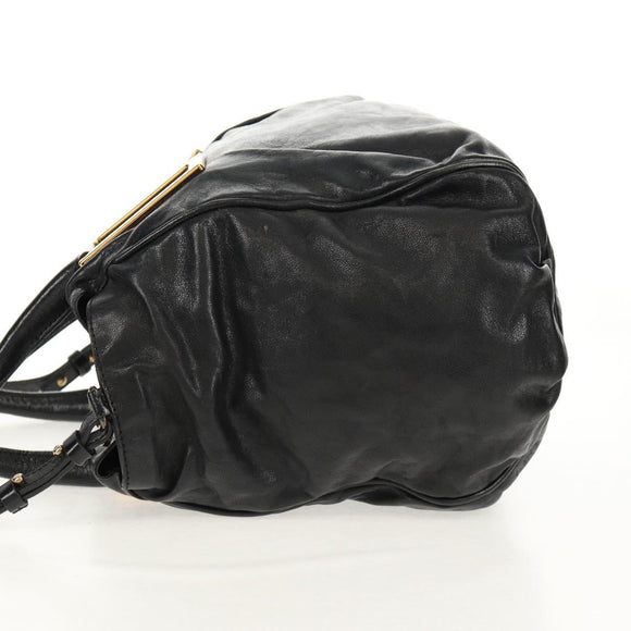 Chloe Etel Hand Bag Leather 2way Black Gold Auth 156936