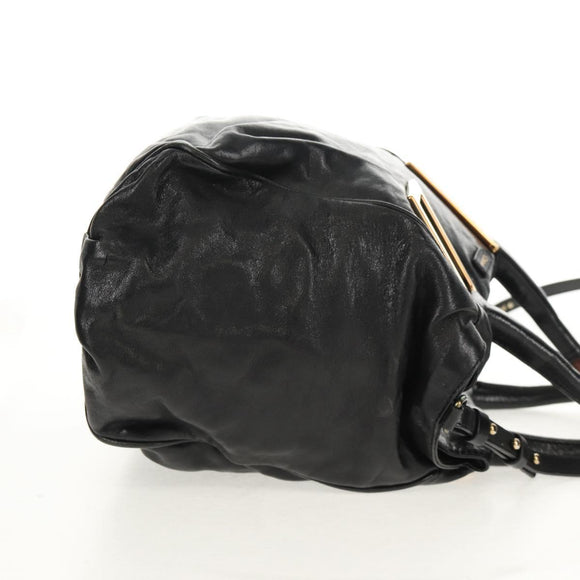 Chloe Etel Hand Bag Leather 2way Black Gold Auth 156936