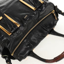 Chloe Etel Hand Bag Leather 2way Black Gold Auth 156936-7