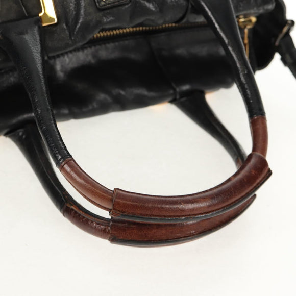 Chloe Etel Hand Bag Leather 2way Black Gold Auth 156936