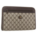 GUCCI GG Supreme Clutch Bag PVC Beige Gold 97 01 037 Auth 156937-1