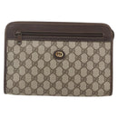 GUCCI GG Supreme Clutch Bag PVC Beige Gold 97 01 037 Auth 156937-3