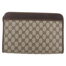 GUCCI GG Supreme Clutch Bag PVC Beige Gold 97 01 037 Auth 156937-4