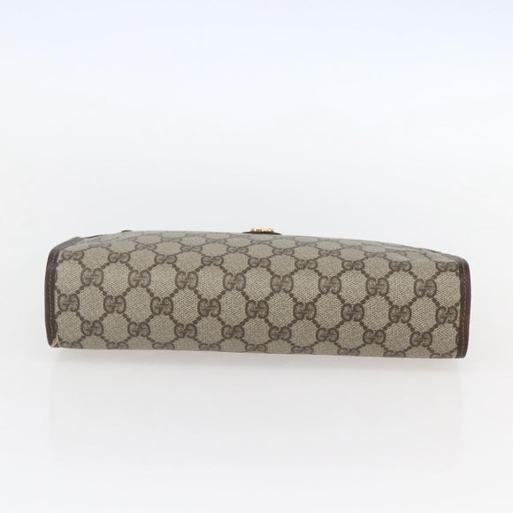 GUCCI GG Supreme Clutch Bag PVC Beige Gold 97 01 037 Auth 156937