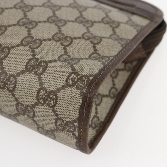 GUCCI GG Supreme Clutch Bag PVC Beige Gold 97 01 037 Auth 156937