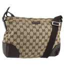 GUCCI GG Canvas Shoulder Bag Beige Silver 114273 Auth 156938-1