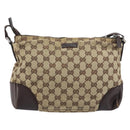 GUCCI GG Canvas Shoulder Bag Beige Silver 114273 Auth 156938-13