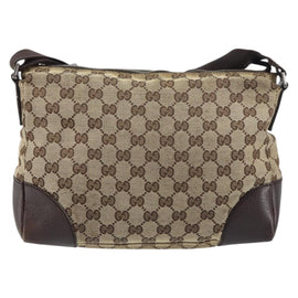 GUCCI GG Canvas Shoulder Bag Beige Silver 114273 Auth 156938 - 0