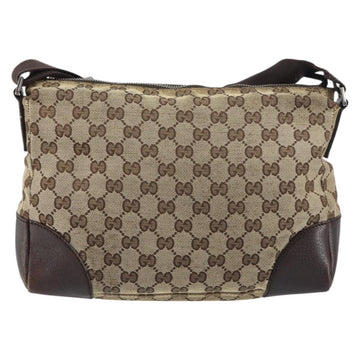 GUCCI GG Canvas Shoulder Bag Beige Silver 114273 Auth 156938 - 0