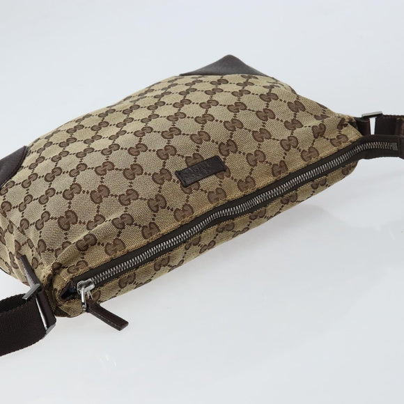 GUCCI GG Canvas Shoulder Bag Beige Silver 114273 Auth 156938