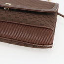 GUCCI Micro GG Canvas Shoulder Bag Brown Gold Auth 156939-9