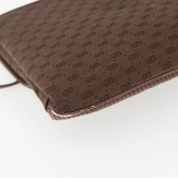 GUCCI Micro GG Canvas Shoulder Bag Brown Gold Auth 156939