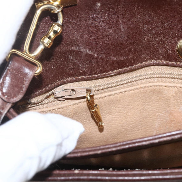 GUCCI Micro GG Canvas Shoulder Bag Brown Gold Auth 156939