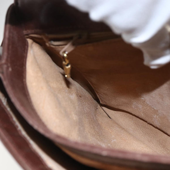 GUCCI Micro GG Canvas Shoulder Bag Brown Gold Auth 156939